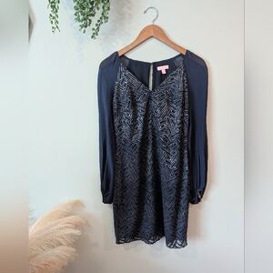 Lilly Pulitzer Navy and Metallic  Silver Dress Sz 0